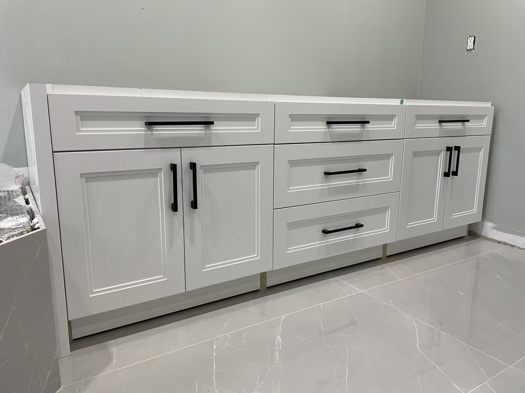 White shaker vanity base