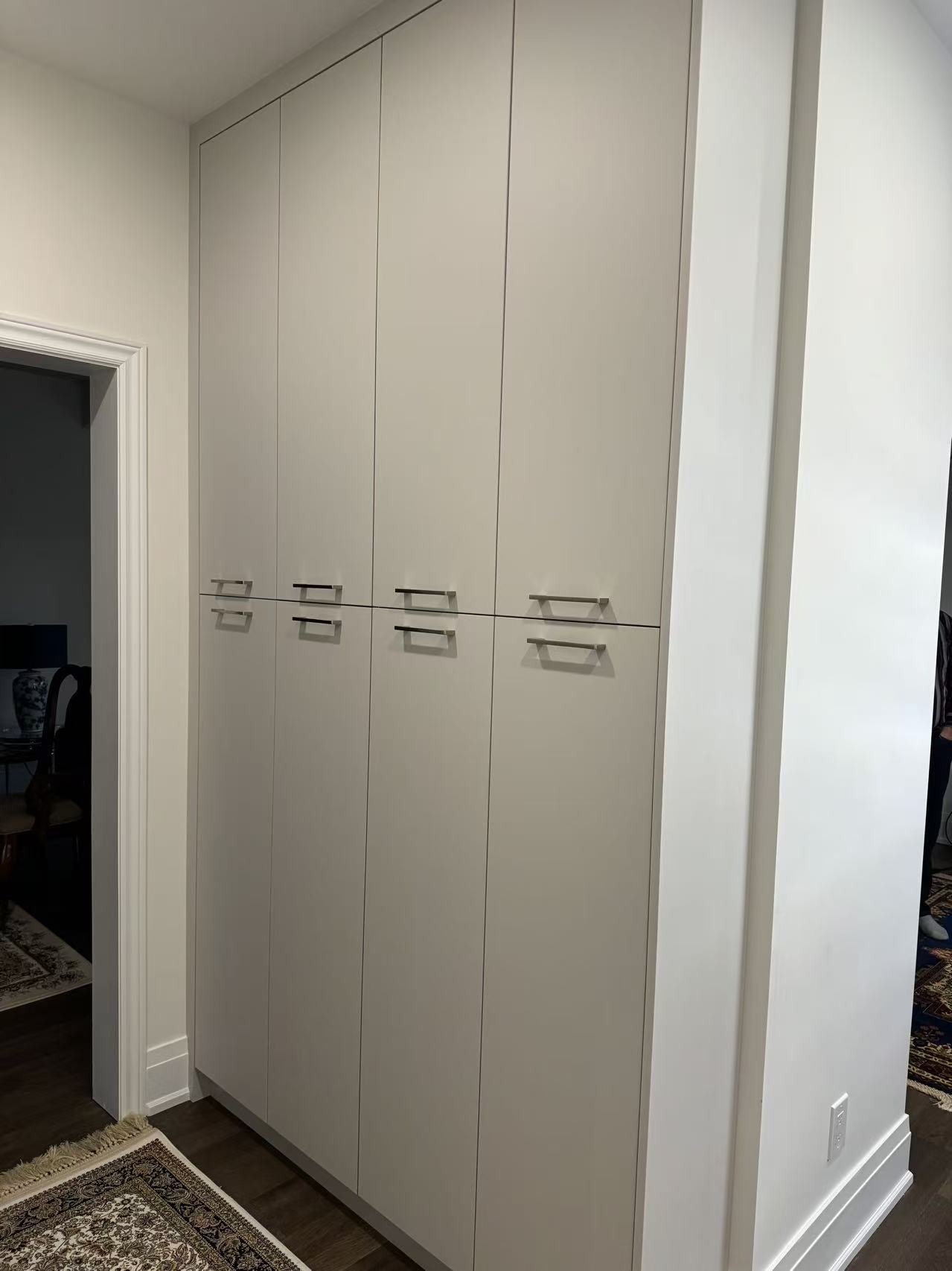 Tall grey storage cabinets