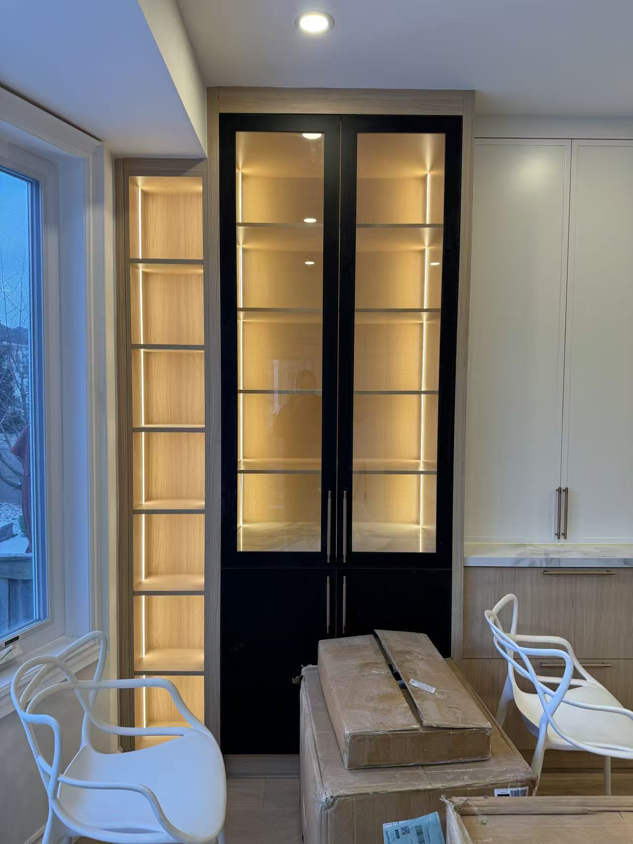Black framed display cabinet