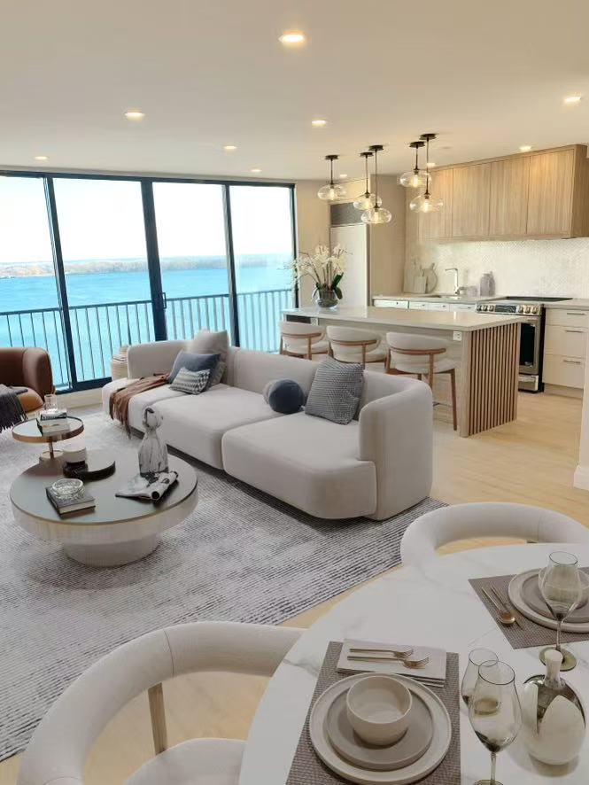 Open concept waterfront kitchen
