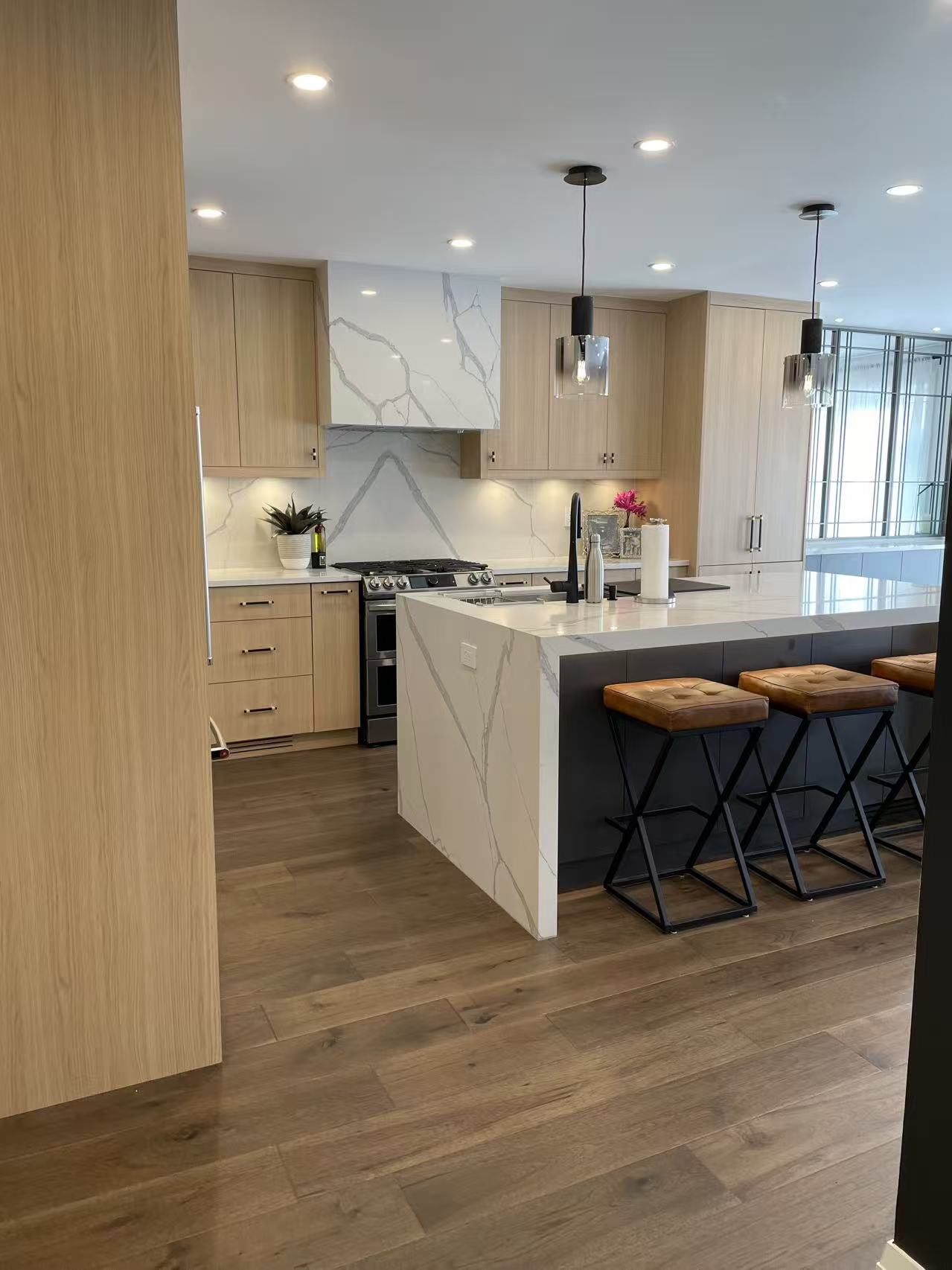 Waterfall island kitchen