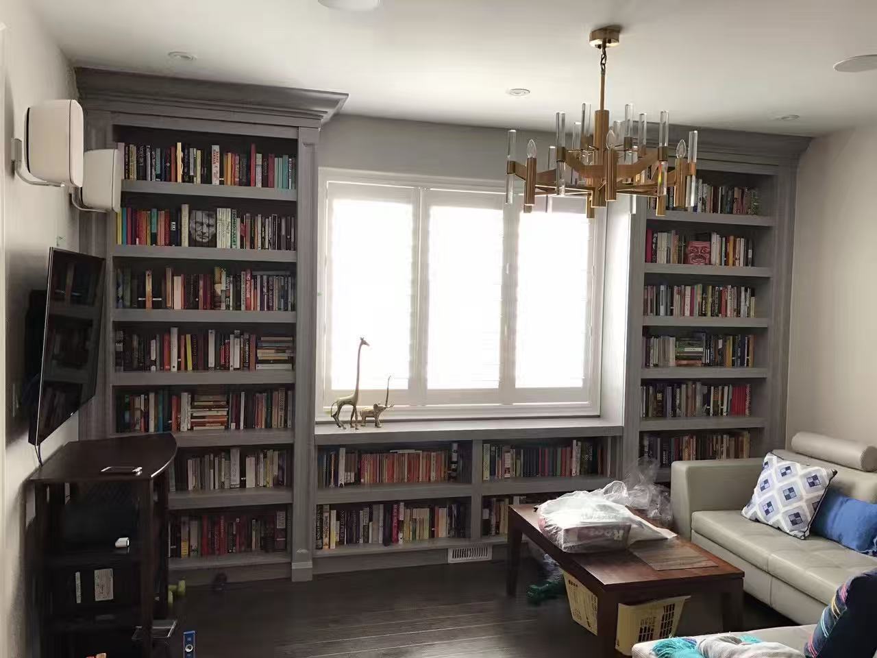Floor to ceiling bookshelves