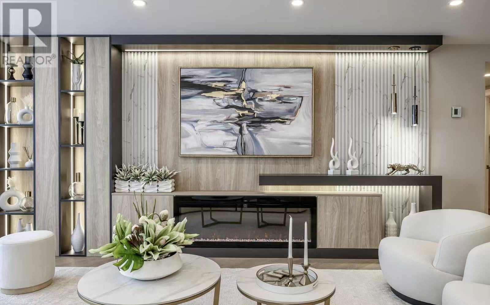 Luxury entertainment wall close-up